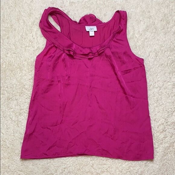 Ann Taylor Loft hot pink top with ruffle detail size L - Picture 1 of 11